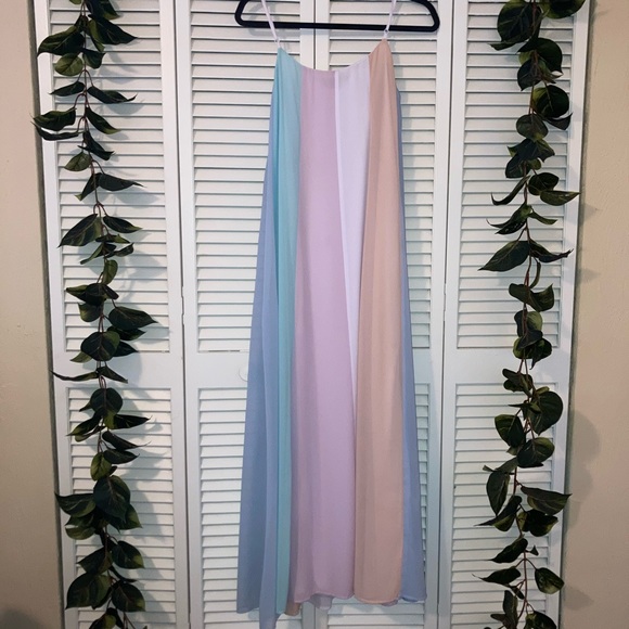 SOLD - Lulus Days to Remember Light Blue Multi Striped Maxi Dress XS - Picture 4 of 9